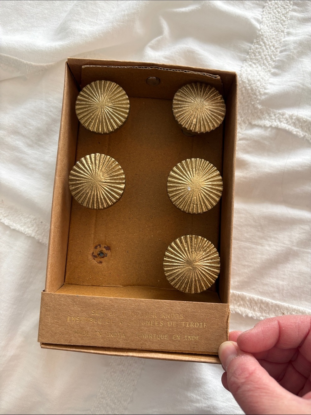 5 Decorative Round Gold Drawer Knobs